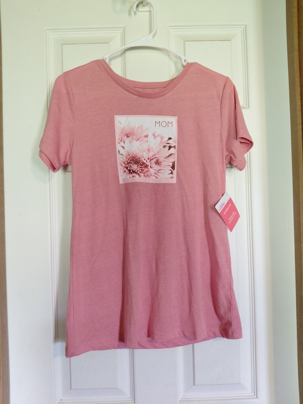 Floral 'MOM' Graphic Short Sleeve Tee - Pink